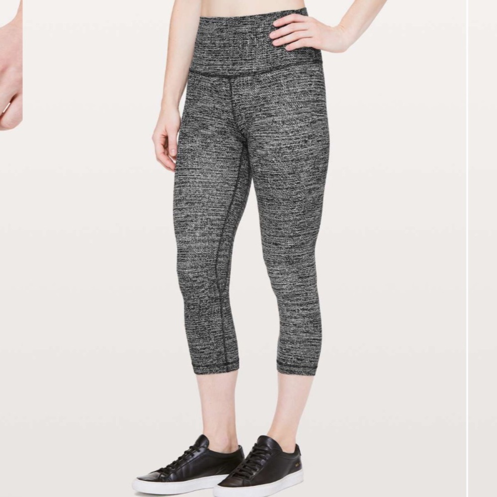 Lululemon Align Crop *21" Twillines Ice Grey Black Size 8 - Picture 2 of 8